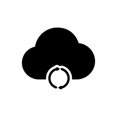 Cloud sync data storage backup flat black icon
