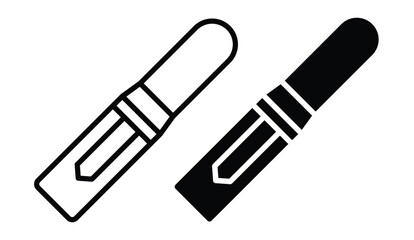 Minimalist Design of Two Makeup Lipstick Items in Black and White Style