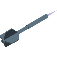 Grey Dart Projectile with Purple Tip on Transparent Background Minimalist Design