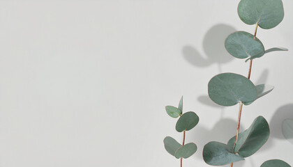 ユーカリの枝と影が映えるシンプルで洗練されたミニマル背景