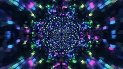 Vibrant Psychedelic Kaleidoscope Tunnel of Glowing Lights Animation. - Powered by Adobe