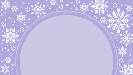 パステルカラーのかわいい雪のフレーム型背景、16:9サイズ
