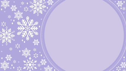 パステルカラーのかわいい雪のフレーム型背景、16:9サイズ