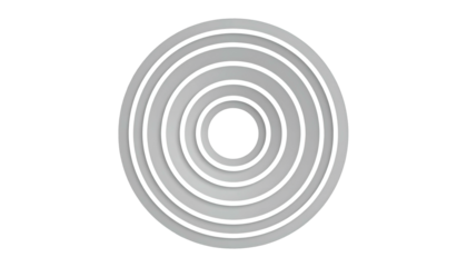 Concentric circles, white lines on a grey background, centered within a black space
