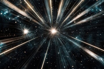 Obraz premium Stars and light beams create a stunning cosmic view in a dark universe