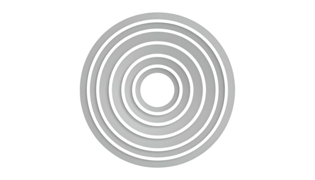 Concentric circles, white lines on a grey background, centered within a black space