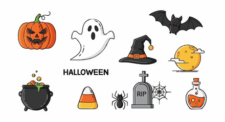 Naklejka premium Helloween, vector, illustration, horror, icon