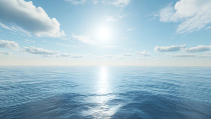 sea ​​water wave view with sunlight and cloudy sky background, landscape 