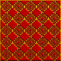 3D Luxury Red and Gold Ornamental Pattern Background, perfect for digital wallpapers, textile prints, gift packaging, wedding invitations, and interior decor designs.