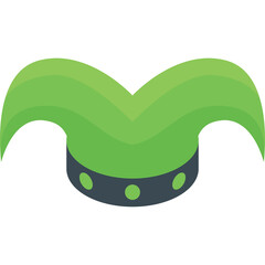 Green jester hat with dark gray band and light green accents detailed illustration on a transparent background