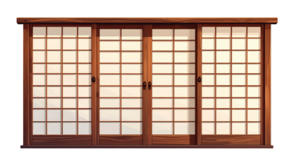 Wooden Shoji doors with translucent paper panels, natural light coming through