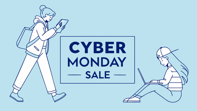 Cyber monday sale online shopping deals and discounts for technology and fashion promotion campaign vector - Powered by Adobe