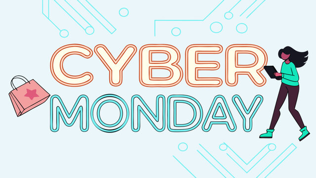 Cyber monday sale online shopping deals and discounts for electronics apparel and gifts promotion event