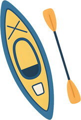 Kayak boat with paddle icon transparent background alpha channel pastel summer water sports clipart isolated PNG for branding social media and web design