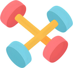 Dumbbells pair crossed icon transparent background alpha channel pastel fitness workout strength training clipart isolated PNG for branding social media and web design