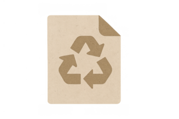 Recycle symbol on textured paper document file icon, brown eco friendly concept, environmental protection