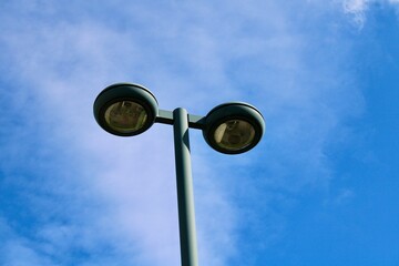 street lamp on blue sky background