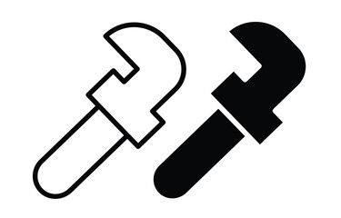 Black and White Wrench Icons for Tool and Mechanic Illustrations