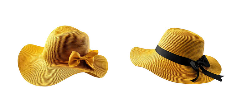Yellow Summer Woman Hat on Transparent Background