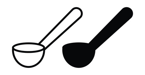 Black and White Illustration of Kitchen Ladles for Cooking and Serving