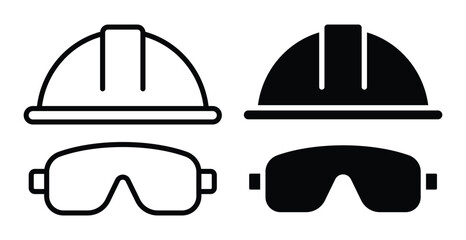 Fototapeta premium Construction Safety Gear Icons with Hard Hats and Safety Glasses Designs