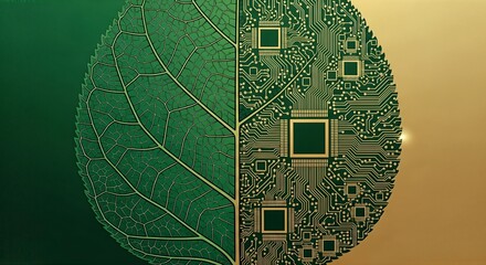Green Technology and Sustainable Innovation Concept with Leaf Circuit Board.