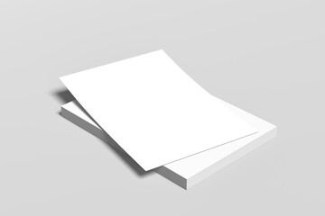 A4 format empty paper note template. White sheet paper mock up. 3D illustrating.