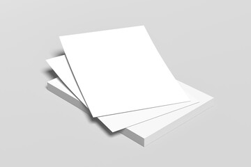 A4 format empty paper note template. White sheet paper mock up. 3D illustrating.