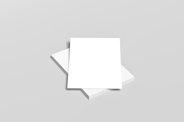 A4 format empty paper note template. White sheet paper mock up. 3D illustrating.