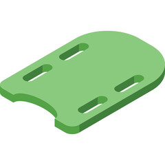 Green Backboard With Handles For Medical Transport And Rescue Operations And First Aid.