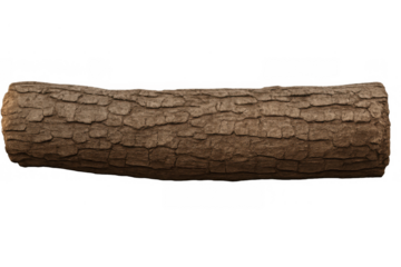 Wood log presenting rough bark texture, natural brown trunk for construction, lumber, and forest resources on transparent background