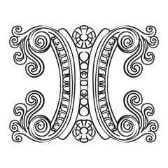 Design element ornate engraved baroque vector illustration