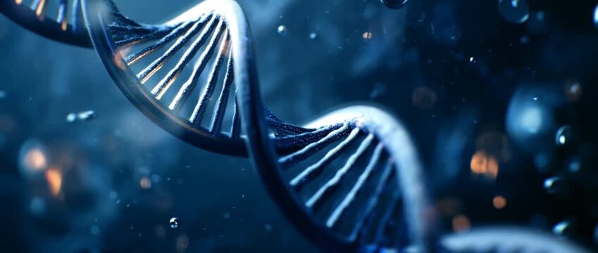 Abstract dna strand illustration in blue tones for science and technology - Powered by Adobe
