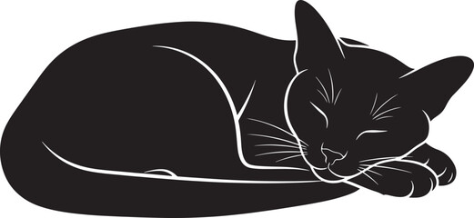 Resting cat silhouette serene feline black pet design graphic kitten animal sleeping cute domestic illustration clipart graphic element pet lover image