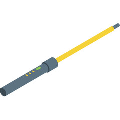 Gray and yellow electrical testing device with green indicator lights on a transparent background