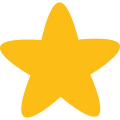 Golden Yellow Five Pointed Star Shape with Soft Edges Isolated on Transparent Background Simple Graphic Element for Celebration and Achievement