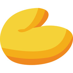 Golden Yellow Fortune Cookie With Orange Outline And A Transparent Background In A Simple And Clean Design