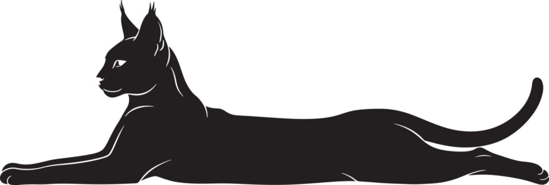 Elegant reclining cat silhouette graceful feline graphic design element domestic animal design resource artistic pet clipart sophisticated kitten motif modern creature image