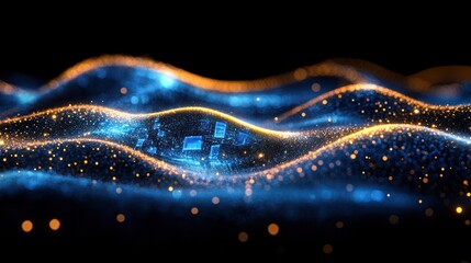 Abstract glowing particle waves