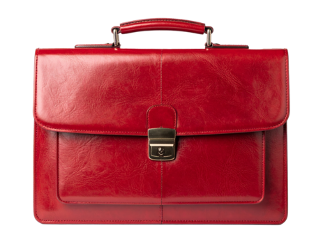 Red leather briefcase  isolated on a transparent background. - Powered by Adobe