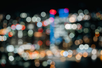 夜景ネオンのボケ背景　都市のシティライト・抽象テクスチャ