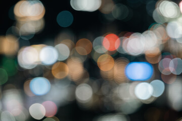 夜景ネオンのボケ背景　都市のシティライト・抽象テクスチャ