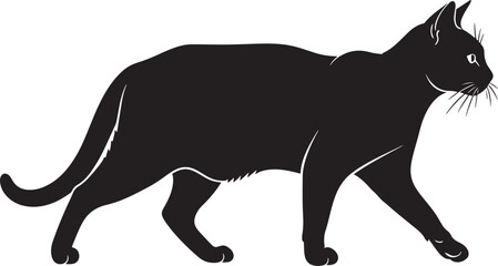 Elegant silhouette of a graceful walking cat a striking design perfect for various creative applications a beautiful feline image