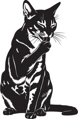 Elegant feline silhouette cat grooming graphic art print animal lover's design pet portrait artwork digital image creative resource graphic design project