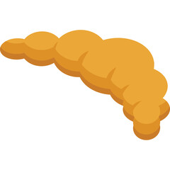 Golden Croissant Pastry With Flaky Layers Rendered In A Stylized Isometric Perspective On A Clean Transparent Background