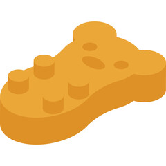 Golden Brown Cartoon Bone Shaped Dog Treat with Raised Dots on a Transparent Background Representing Pet Food Healthy Snack for Canine Companions