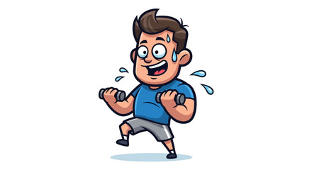 Obraz premium Man exercising with dumbbells