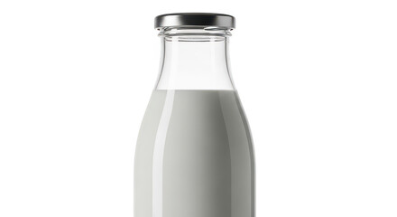 Fresh Milk In Glass Bottle With Silver Cap Isolated On Black