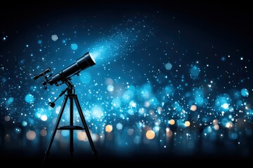 Explore the Cosmos through Brilliant Astronomical Observation Equipment Surrounded by Ethereal Bokeh Lights Capturing the Essence of Celestial Exploration and Scientific Wonder
