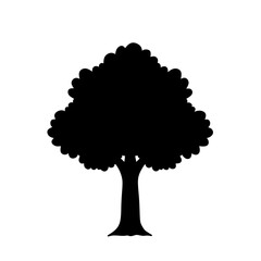 Black silhouette vector of a full tree with leafy crown and trunk. Ideal for landscape design, nature icons, logo templates, and minimalist environmental graphics